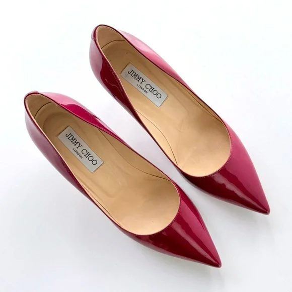 Jimmy Choo Aza Red Patent Leather Kitten Heel Pump 38.5 IT 8 US